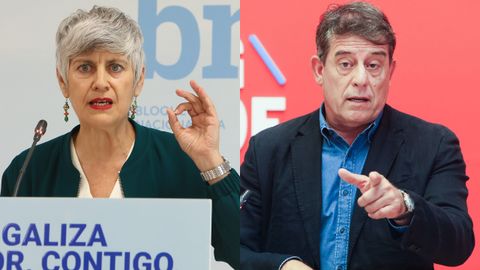 A deputada do BNG, Mercedes Queixas; e o secretario xeral do PSdeG, Jos&eacute; Ram&oacute;n G&oacute;mez Besteiro, en imaxes de arquivo.