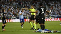 Momento en el que el colegiado Alberola Rojas se�ala penalti de Noubi.