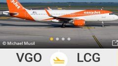 Captura del vuelo entre Vigo y A Corua