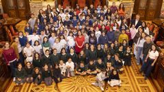 Los escolares del proyecto Semente, este viernes en el Ayuntamiento