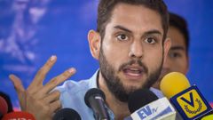 Imagen de archivo del opositor venezolano Requesens, en una rueda de prensa en Caracas en mayo del 2018