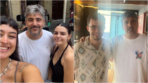 El cantante de Estopa en sus primeros d�as de clase. Muchos compa�eros de facultad quisieron fotografiarse con �l.