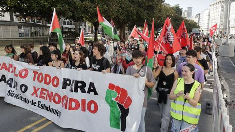 Manifestación de apoyo a Palestina en A Coruña.