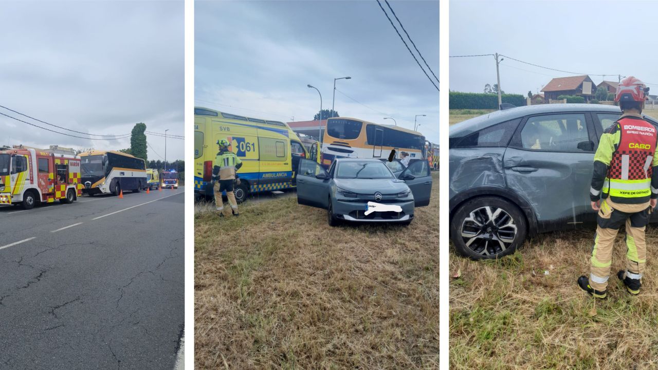  Colisión en Narón: mujer herida tras choque entre autobús y turismo
