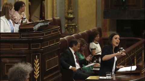 Moci�n de censura. Irene Montero, en un momento de su intervenci�n.