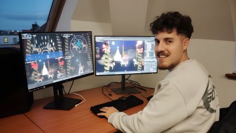 David Murads, trabajando en el vdeo mapping para el Ayuntamiento de Bruselas