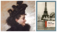 La condesa de Pardo Baz�n, retratada por en 1896 por Joaqu�n Vaamonde Cornide. A la derecha, portada del libro de cr�nicas parisinas