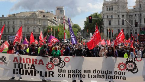 Cabecera de la manifestacin del Primero de Mayo, este sbado en Madrid