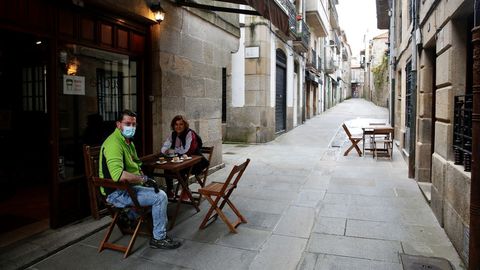 Terraza ocupada en el centro histrico de Pontevedra