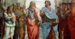 Plat�n ense�ando a Arist�teles, en un detalle del famoso fresco pintado por Rafael �La escuela de Atenas� (1508-1511).