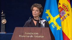Ana Isabel Fernndez, presidenta de la Fundacin Princesa de Asturias, durante su discurso