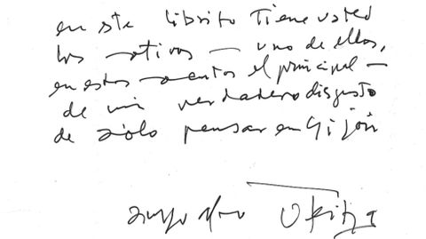 Manuscrito de Oteiza argumentando su veto a la exposicin de su obra en el Evaristo Valle, en 1991