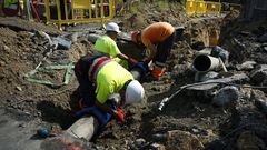 Obras de alcantarillado en A Zapateira