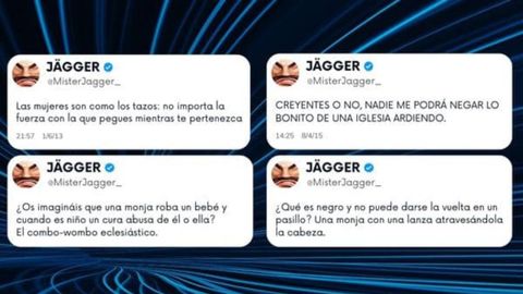 Tuits supuestamente publicados por Mr. Jagger, adjuntados en la denuncia de Abogados Cristianos.