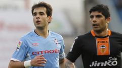 Oubi�a, durante su partido n�mero cien con el Celta.