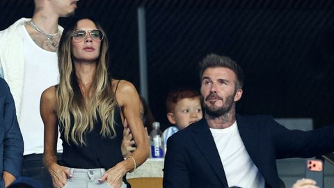 David y Victoria Beckham, durante el partido entre Argentina y Cabo Verde.