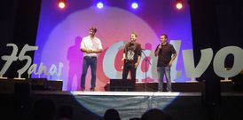 David Amor, �lex Clavero y Fran El Chavo, en un momento de la noche de �Humor Calvo�. 
