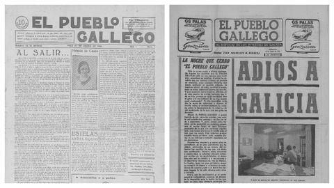 Primera portada de El Pueblo Gallego, o 27 de xaneiro de 1924; e ltimo exemplar, en 0 17 de xuo de 1979 