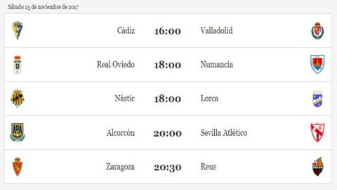 Partidos del s�bado 25 de noviembre