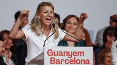 La vicepresidenta segunda del Gobierno y l�der de Sumar, Yolanda D�az, durante el mitin celebrado en Barcelona. 