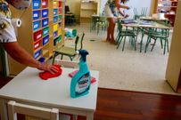 Preparativos para la vuelta al colegio en el CEIP Praza de Barcelos, de Pontevedra