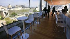 La cafeter�a de O Vello C�rcere tiene unas excelentes vistas de la Muralla y de A Mosqueira