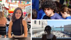 Ant�a (izquierda), Xacobe (derecha arriba) y Erea est�n terminando sus estudios art�sticos y los compaginaron con segundo de bachillerato