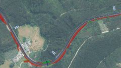 Tramo mejorado, con un carril de adelantamiento, a la altura del municipio de Viveiro