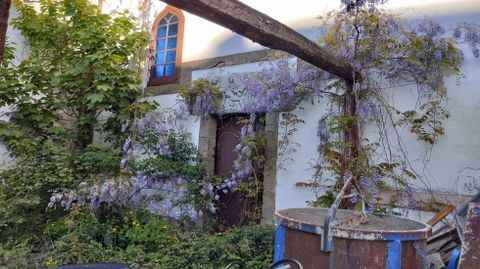 Maleza y materiales de obra acumulados en el exterior de la capilla de San Pedro
