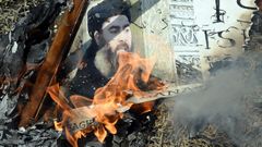 Foto de archivo. Queman una imagen del l�der del Estado Isl�mico en Nueva Delhi