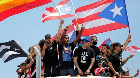 Ricky Martinm Residente y Bad Bunny, en las protestas de julio contra el gobernador Rosell