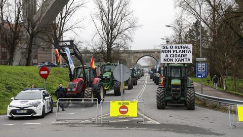 El corte a la altura de la rotondo de D�az de la Banda, ya en la salida de la ciudad hacia Monforte