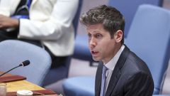 Sam Altman en su discruso ante el Consejo de Seguridad de la ONU.