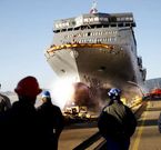 Botadura del �ltimo ferri construido en Barreras, en enero del 2011 para Naviera Armas.