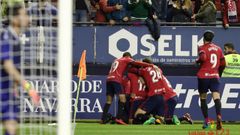 Jugadores de Osasuna celebran un gol ante el Alcorc�n