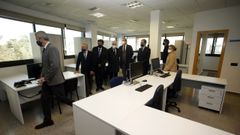 Alfonso Rueda, vicepresidente de la Xunta, de visita en el nuevo juzgado de Lugo, junto a varios cargos de la justicia gallega