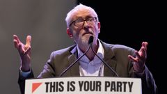 El exlder laborista Jeremy Corbyn, durante la asamblea de su nuevo partido, en Liverpool