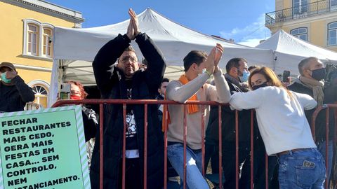 Los cocineros montaron una carpa en las proximidades de la sede de la Asamblea de la Rep�blica
