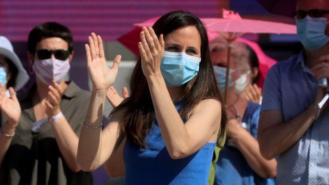 Ione Belarra, tras ser proclamada como nueva secretaria general de Podemos en la cuarta asamblea de la formacin morada