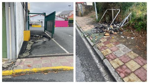 Incendio de contenedores en Mugardos