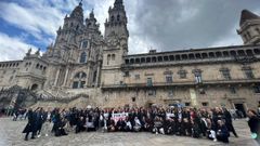 Abogados del turno de oficio de Santiago, en la plaza del Obradoiro durante una de las recientes movilizaciones convocadas en la ciudad