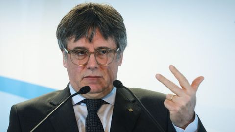 El expresidente de Catalua y lder de Junts, Carles Puigdemont, en una comparecencia en Bruselas el pasado mes de enero.