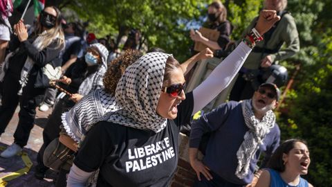 Manifestacin propalestina en la Universidas de George Washington.