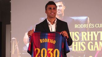 Rodri, durante su presentaci�n como nuevo jugador del Barcelona.