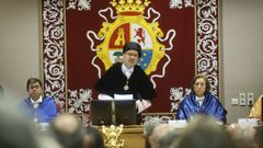 El rector, durante el discurso pronunciado con motivo de la fiesta del patr�n de la comunidad universitaria