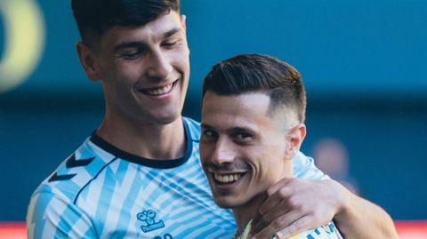 Yoel Lago y Alfon Gonz�lez, antes del Villarreal-Celta.