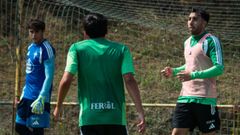 C�sar, Monjonell y Joelito en un entrenamiento en A G�ndara.