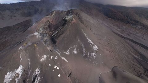 Vista area del Volcn de Cumbre Vieja, sin apenas actividad desde hace ms de dos das