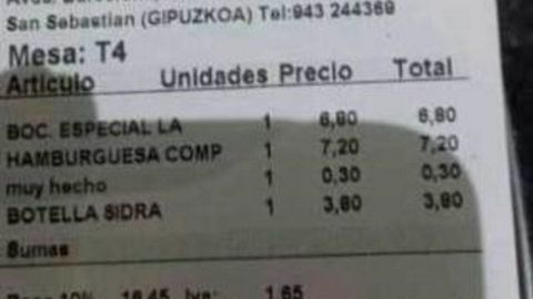 TIQUET EN DONDE SALE EL SUPLEMENTO POR �MUY HECHO�