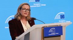 La presidenta del Banco Europeo de Inversiones, Nadia Calvi�o